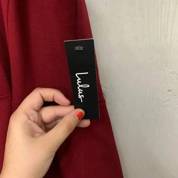 Lulus Hometown Girl Red Wine Lace Skater Mini Dress Halter Open Back | size XL - Picture 8 of 11